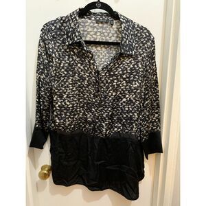 Carlisle Tunic Silk Blouse Size 12 Black & White